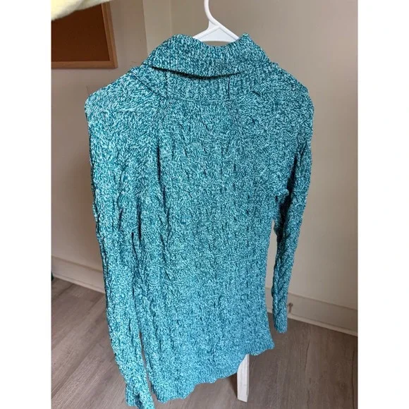 Lands End Women's Small blue speckled cardigan button‎ up - Picture 5 of 8